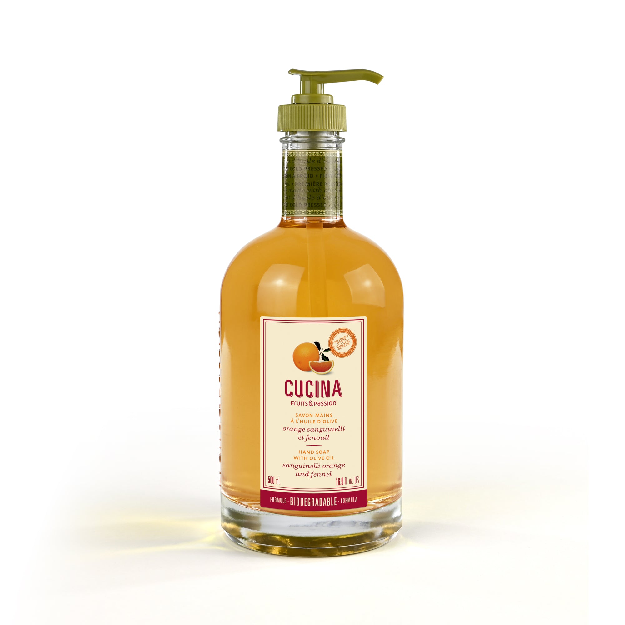 Hand Soap with Olive Oil | Sanguinelli Orange and Fennel | 500 mL