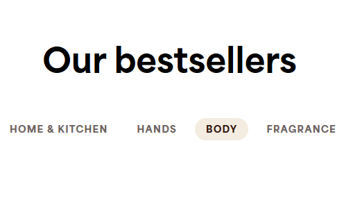 Homepage featured — "Bestsellers: Body"