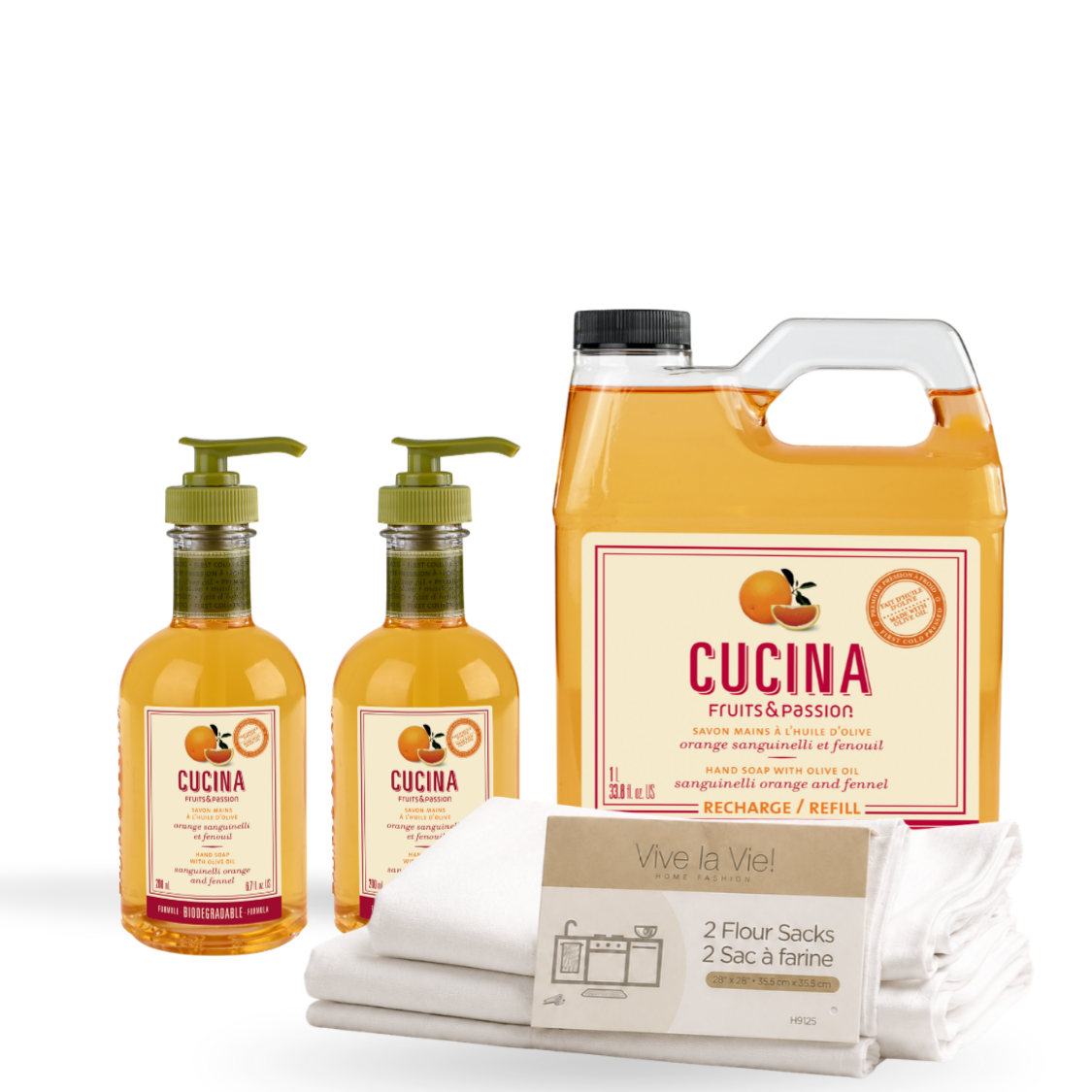Fruits & Passion Cucina Hand Soap Duo Refill Starter, Sanguinelli Orange and Fennel